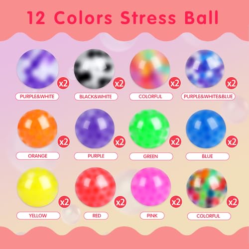 24 Pack Stress Balls, Squishy Ball, Squeeze Balls for Adults, Anti-Anxiety and Fidget Balls to Relax, Party Favors, Birthday Gifts, Goodie Bag Stuffers - Image 6