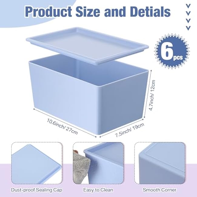 8 Pcs Storage Bins with Lids Small Plastic Storage Containers Stackable Storing Baskets Box for Organizing Shelves (Mixed Color)