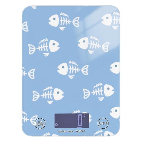 Bilancia da cucina con display LCD per alimenti 5 kg/5 g, 5 kg/5 g, a lisca di pesce blu con 4 unità per cottura spezie preparazione pasti (batterie non incluse) peso digitale para comida