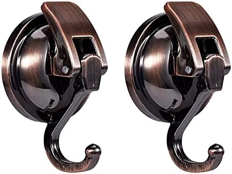 Apkhgtb Suction Cup Hooks Heavy Duty Vacuum Suction Shower Hooks Glass Suction Cup Hooks Bathroom Towel Hooks Reusable No Hole Punched for Wreath Hanger (Red Bronze 2Pack)