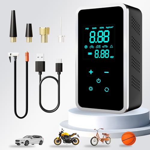 Tragbare Elektrische Luftpumpe mit Touchscreen, Fahrrad Akku Kompressor...