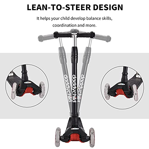 Scooters For Kids 3 Wheel Kick Scooter For Toddlers Girls & Boys, 4 Adjustable Height, Lean To Steer, Extra-Wide Deck, Light Up Wheels For Children From 3 To 14 Years Old #TOP2