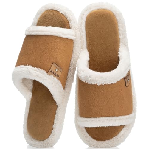 Image of GOEWY Cross Band Slippers for Women with Cozy Memory Foam Machine Washable | Open Toe Summer Cute Slipper,Soft Black House Shoes Slides,Indoor Outdoor Non-Slip Slip On,Gifts for Women Ladies Her Mom