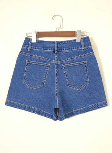Image of Astylish Women's High Waisted Stretchy Jean Shorts Trendy Denim Shorts