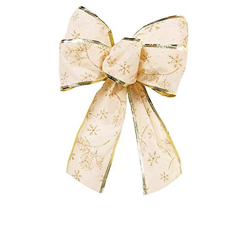 Laço De Árvore De Natal Floco De Neve Marfim/Dourado
