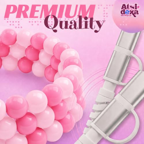 Image of 4-in-1 Beaded Charging Cable, MFi Certified, Works with CarPlay, 3.3FT 60W Fast Charger Cord for iPhone 17 /16 /15 /14 /13 /12 /11, iPad, Samsung, Android and More (Pink Swirl)