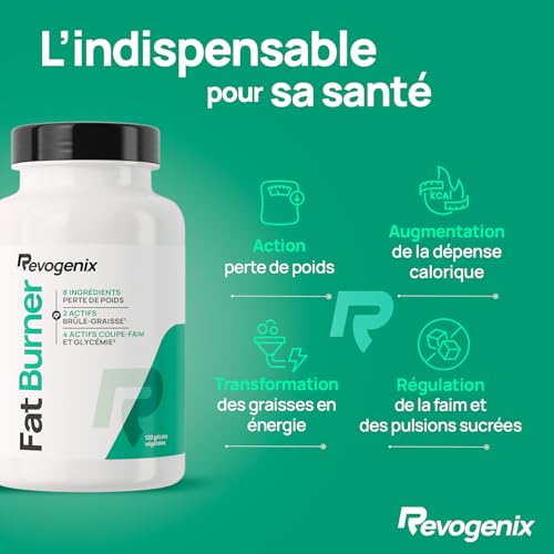FAT BURNER | Brûleur de Graisses Action Minceur & Perte de Poids | Caféine, L-Carnitine, Nopal, Guarana, Gymnema & Griffonia | Thermogénique, Lipotrope, Coupe-Faim | 120 Gélules Vegan | REVOGENIX – Image 3