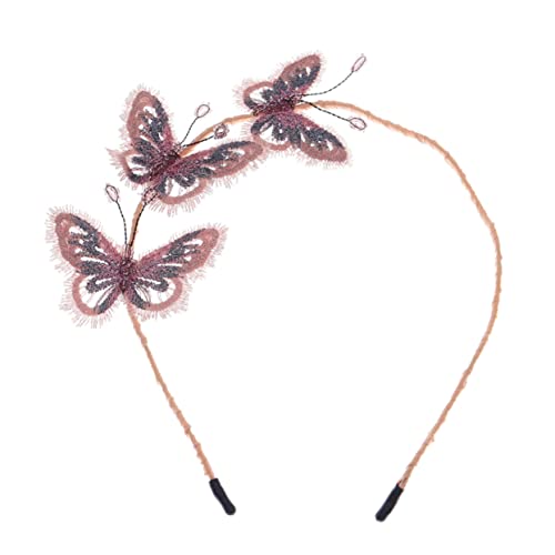 DEARMAMY Diadema De Bordada Aro Cabello Hecho Mano Tocado De Mariposas Elegante Adorno Cabello Para Bodas Formales