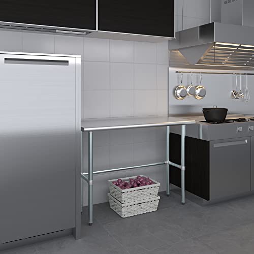 Image of 48 inchx14 inch Open Base Stainless Steel Work Table, NSF
