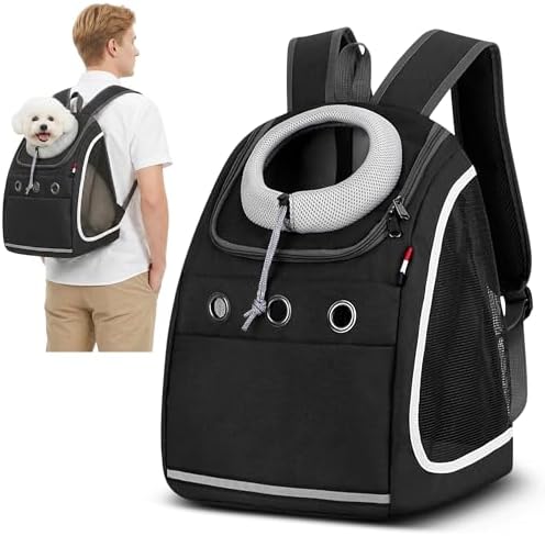 ALLSOPETS Mochila Perros Pequeños, Transportín Perro y Gato, Negr...