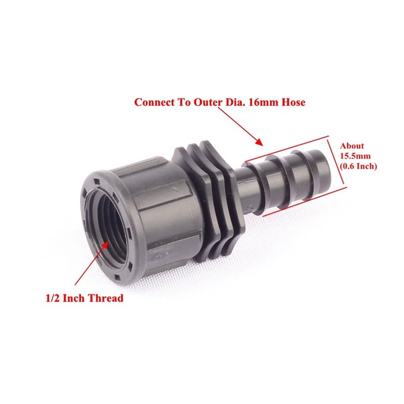 50 Uds 1/2 "hembra de rodadura a 16PE manguera conector recto manguera de riego pezón de acoplamiento sistema de riego de jardín manguera BU accesorios
