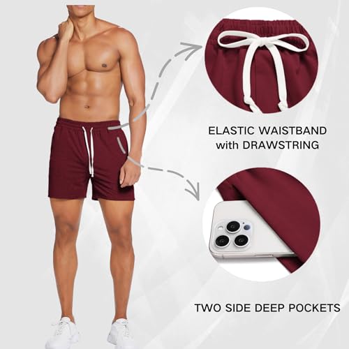 Image of Deyeek 5.5 Inch Mens Pajama Shorts Sleep Cotton Lounge PJ Lightweight Elastic Waist Drawstring Nightwear Bottom with Pockets