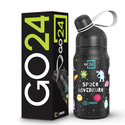 Image of Stainless Steel Water Bottle for School Kids Piano Black - Space