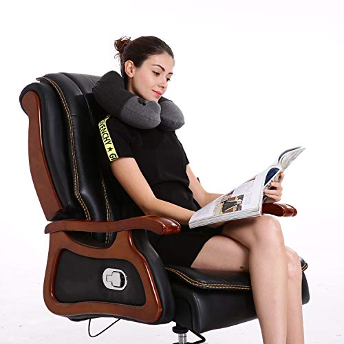 Image of Keemall Inflatable Travel Pillow, Premium Airplane Neck Pillow for Long Flight Sleeping, Soft 100% Cotton Travel Pillow for Plane Head Rest, Portable Traveling Essentials