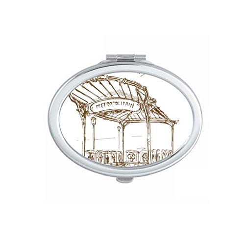 Metropolitain Station France Paris Landmark Mirror Portable Fold Hand Makeup Double Side Glasses image 2