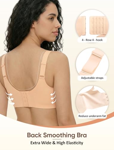 Image of Jelly Bras for Women Plus Size Minimizer No Underwire Supportive Full Coverage Wider Straps Seamless Tshirt Bra