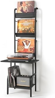 Record Player Stand with Vinyl Storage for up to 200 Albums, Turntable Stand with Record Holder Display Shelf