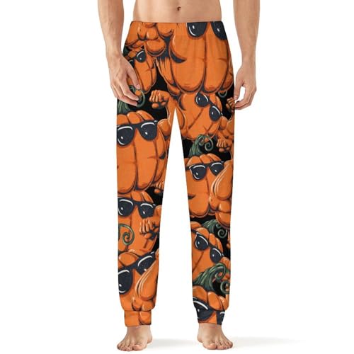 Muscular Pumpkin Trainer Men's Pajama Bottoms Sleep Lounge Soft Comfy Pants Sleepwear