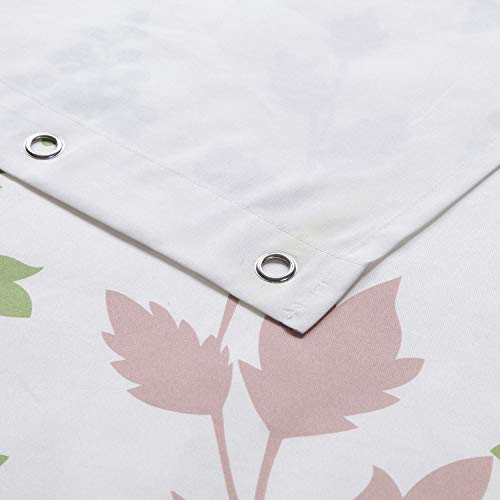 Bestripes Fabric Leaf Shower Curtain, Green And White Pink And Burgundy Plant Shower Curtains For Bathroom, Botanical Branch Leaves Shower Curtain, Waterproof Bathroom Curtains, 72" W X 72" H #TOP3