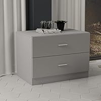 URBNLIVING Orlando 2 Drawer Wooden Kids Bedroom Chest Cabinet Modern Storage Cupboard Wide (Grey)