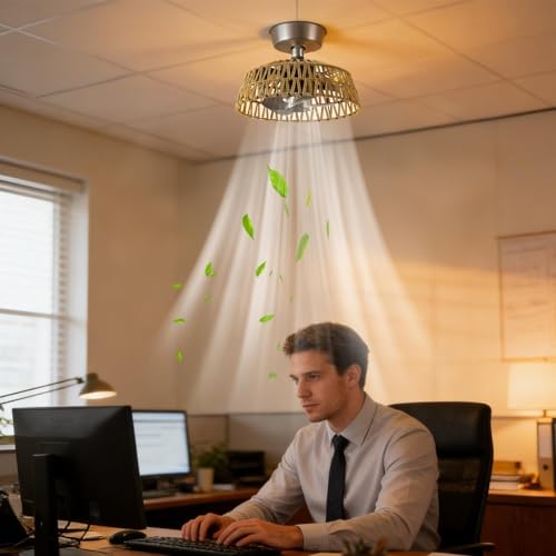 Ventilateur de plafond télécommande et lampe gradable en fer de 28 cm - 2