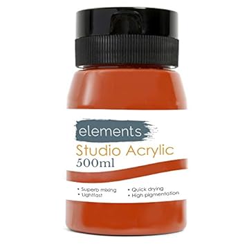Elements 500ml Acrylic Paint 500 ml Tub - Quick Drying Acrylic Paints with High Pigment and Vibrant Colour Pigment Burnt Sienna