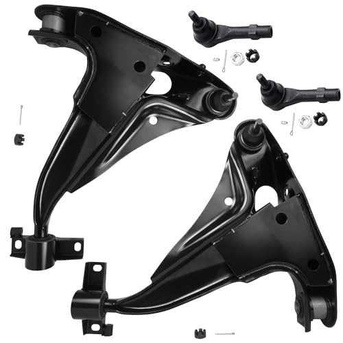 Image of Detroit Axle - 4pc Front End Control Arms Kit for 2002-2003 Ford Explorer Mercury Mountaineer, 2 Lower Control Arms 2 Outer Tie Rod Ends Replacement