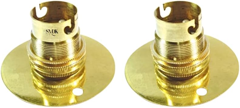 B22 Brass Bulb Holder for Ceiling & Wall Mount | Durable Pin Type Socket for Vintage Lighting Fixtures | Suitable for B22 Bulbs (Pack of 2)