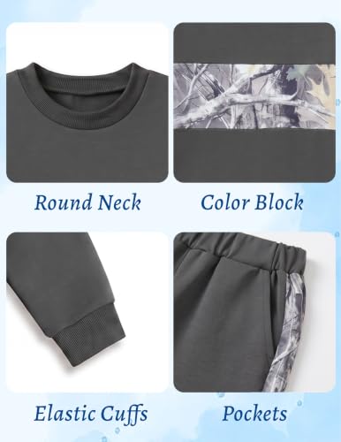 Image of Boys Clothes Color Block Sweatshirt and Pants 2Pcs Boy Sweatsuit | Long Sleeve, Fall Winter Outfits, Pullover Tops, Jogger Pants, School, Casual Wear, Soft, Warm, 3-14 Years