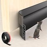 ESUFEIR 39"/1M Draft Excluder for Doors,Self Adhesive Draught Excluder for Bottom of Door,Silicone Draft Stopper Seal Strip for Soundproofing and Insulatuion,Black 39" L x2" W