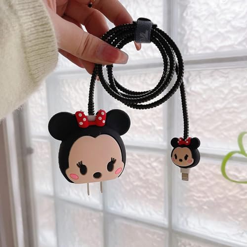 Image of Cartoon 3D Design Protective Case Compatible with Apple 18W - 20W USB-C Power Adapter Charger, Protective Cover for iPhone 18W & 20W Power Adapter Charger with Wire Saver. (Minnie-Mouce)