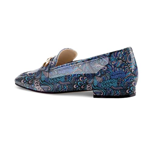 Image of Oh Mispares Womens Loafers Square Toe Low Heel Penny Loafers Fashion Comfortable Slip on Flats Casual Dressy Shoes for Women Work Office Patent Leather