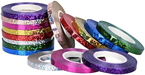 12 Rolls Champagne Gold Shiny Metallic Curling Ribbons for Gift Wrapping Crafts Florist Flower, 5mm Balloon Ribbon Balloon String for Wedding Birthday Christmas Festival Party Decorations 10m/Roll