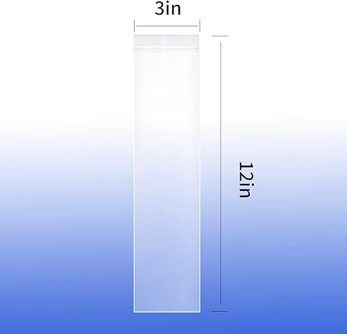 Miniatura 2 de Bolsas de plástico transparente de 3 x 12 pulgadas con cierre de cremallera y cierre resellable, paquete de 100 unidades