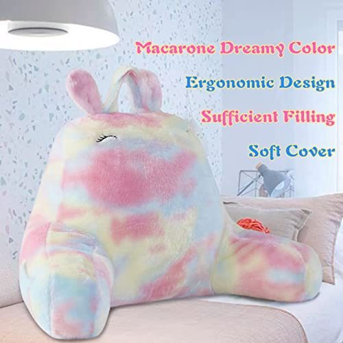 Luzern Goose Rainbow Reading&Bed Rest Pillow, With Support Arm And Side Pocket, Faux Fur Cover With Zipper For Adjustable Loft, Perfect For Back Support While Relaxing, Reading,Watching Tv #TOP1