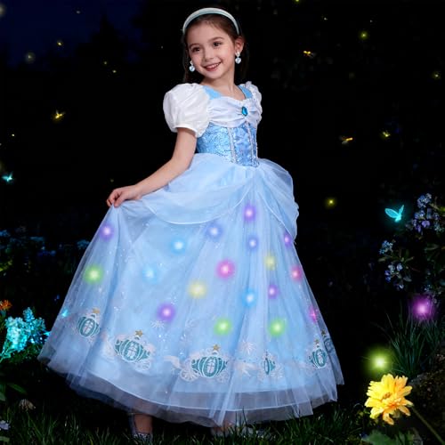 Disfraz de Princesa Azul con Luces para Niñas 4-5 Años miniatura 4