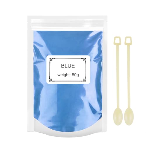 Polvere di Mica 50g - Colorante resina epossidica metallizzata pigmento resina epossidica per per Sapone, Slime, Resina Epossidica, Candele, Bomba da Bagno (blu)