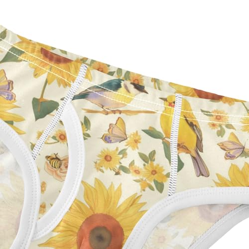 Wusikd Birds Sunflowers Boys' Underwear Cotton Bees Boys Briefs Soft Toddler Underwear 2T4