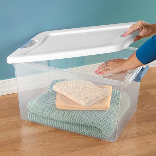 Image of Sterilite Latching Box with Lids for Home and Office, 64 Quart, 4-Pack | Heavy-Duty and Stackable Plastic Containers with Latches for Closet, Cabinet, Bedroom, Bathroom and Dorm Room Organization