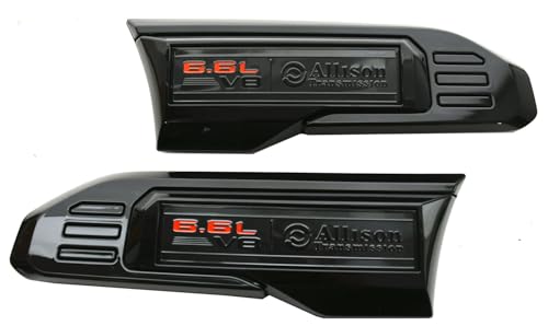 Image of Pair Vent 6.6L V8 Allison Transmission Emblems 3D Badge Replacement for Sierra 2500HD 3500HD 2024-2025 GMC 6.6L (Black)