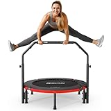 BCAN 40インチ 折りたたみ式 ミニトランポリン ブラック レッド