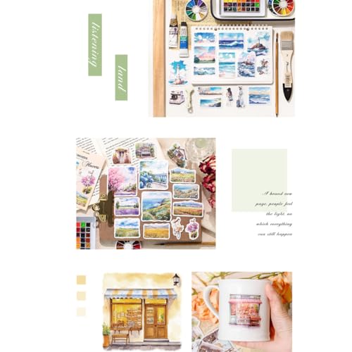 180PCS Washi Paper Travel Sticker Set Season Scenery Stickers for Scrapbooking Traveller Journals Planners Calendar Art Project Arts Crafts Junk Bullet Journaling Water Bottles Scrapbook - Image 4