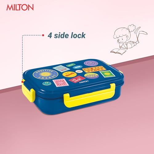 Image of MILTON Big Candy Tiffin Lunch Box for Kids Boys & Girls with Leak-Proof Inner Container| Food Grade,BPA Free,Compact & Durable Snacks Box for Kids I Plastic Spoon & Fork, 830 ml, Navy Blue