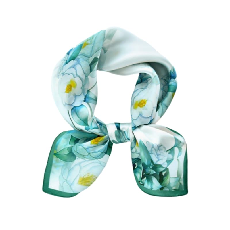 Foulard carré en soie pour femme motif floral chinois léger multifonctionnel