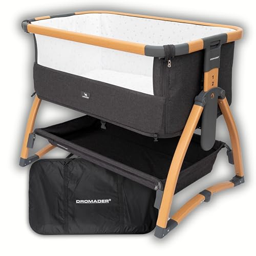 DROMADER Beistellbett Baby 3in1 - Babybett, Babywippe, Reisebett Baby mit...