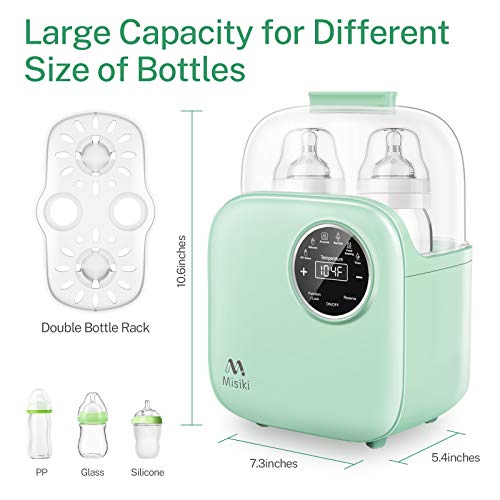 Bottle Warmer, Misiki 6-in-1 Baby Bottle Warmer and Bottle Sterilizer with Smart Temperature Control & Fast Heat for Breast Milk and Formula, Portable Milk Food Heater & Defrost with LCD Touch Display