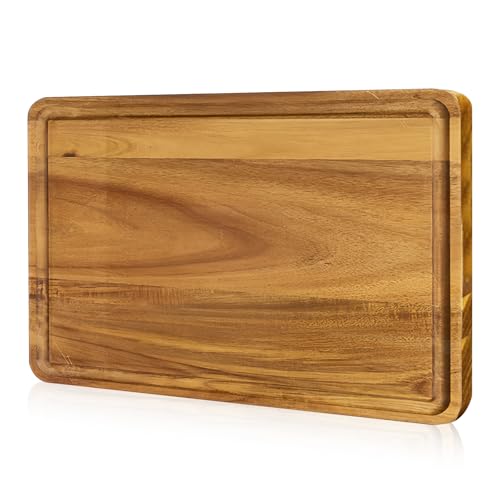 WIYETY Tabla de cortar de madera de acacia para cocina: tabla de cortar gourmet, tablas de charcuterie de queso, tabla de servir como tabla de cortar y para servir (40 x 30 x 1,5 cm)