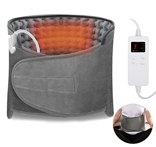 QKTYB Manta Electrica Lumbar con Cinturón Ajustable,Esterilla Electrica,Apagado Automático Almohadilla Eléctrica,6 Niveles de Temperatura Manta eléctrica,Almohadilla Electrica para Espalda y Cuello Cover