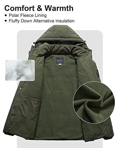 CREATMO US Men's Big and Tall Winter Puffer Jacket Waterproof Bubble Coat Puffy Ski Parka With Hood3