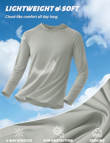Image of KEFITEVD Men's Sun Hoodie Long Sleeve Fishing UPF 50+ SPF Quick Dry Shirts